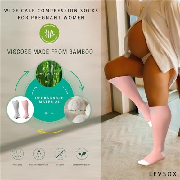 Wide Calf Compression Socks for Women&Men Plus Size 15-20mmHg Knee High - Picture 3 of 7